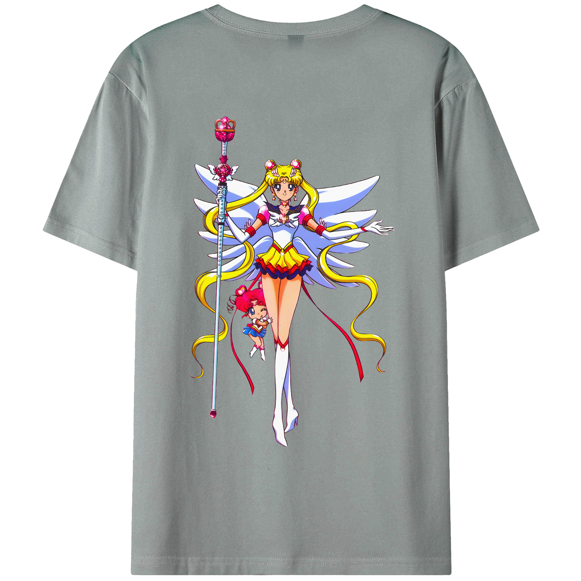 （画像用） 美少女戦士セーラームーン 月野 うさぎ つきの うさぎ Sailor Moon Tsukino Usagi 綿100％ メンズ半袖Tシャツ（バックプリント） 通気性